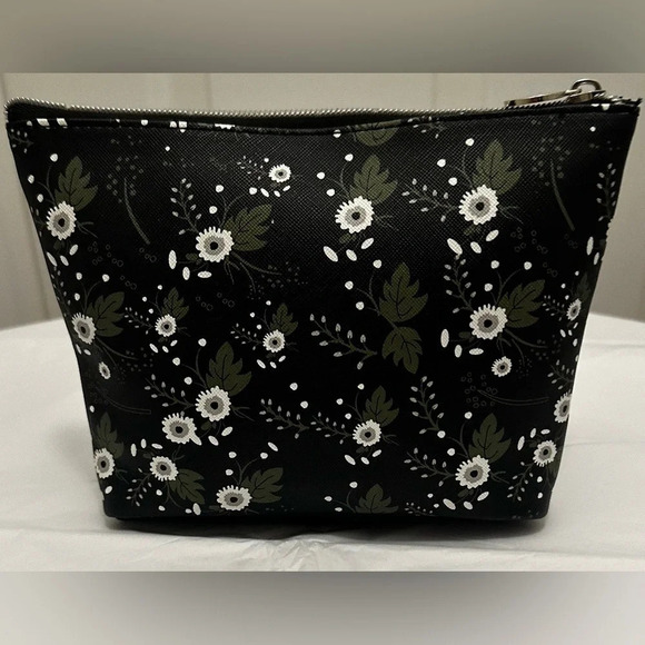 Dabney Lee Black Floral Zip Top Cosmetic Makeup Bag - Picture 1 of 3
